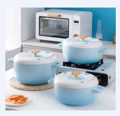 China 3/4/5L Sustainable Non Stick Insulated Casserole Dishes With Lid Color Ceramic Cookware Pots For Cooking for sale