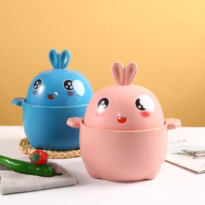 China Sustainable Cute Rabbit 2.8L Ceramic Pots Cookware Clay Pots For Cooking Cookware Food Casserole for sale