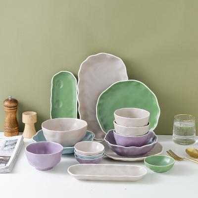 China Viable Nordic Ceramic Dinner Set Color Luster Dinner Set Dinnerware Luxury Porcelain Dinnerware Plate Set for sale