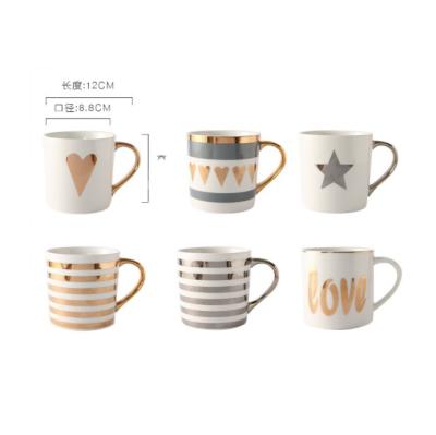 China Viable 300ML Breakfast Cup Coffee Mug Ceramic Porcelain Mugs Ceramic Coffee Mug With Handle for sale