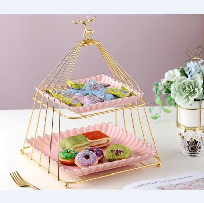 China Stocked Cake Stand Tiered Cake Stand Wedding 2 Tier Cake Stand for sale