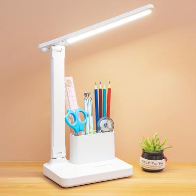 China Modern Portable Eye Protection Desk Light Usb Rechargeable Foldable Foldable Study Reading Led Table Lamp With Pen Holder for sale