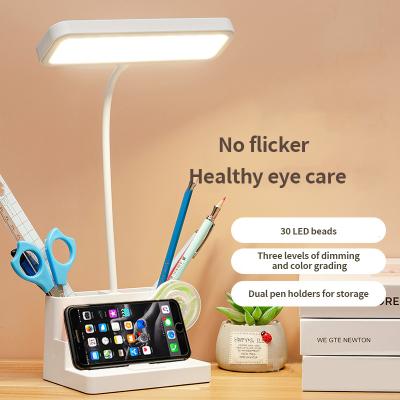 China Modern Rechargeable Pen Storage Eye Protection Desk Bedside LED Table Lamps Touch Desk Reading Light for sale