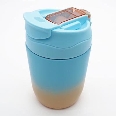 China Portable Colorful Tumbler 350ml Cute Thermal Insulation Stainless Steel Locker Water Bottle With Silica Surface for sale