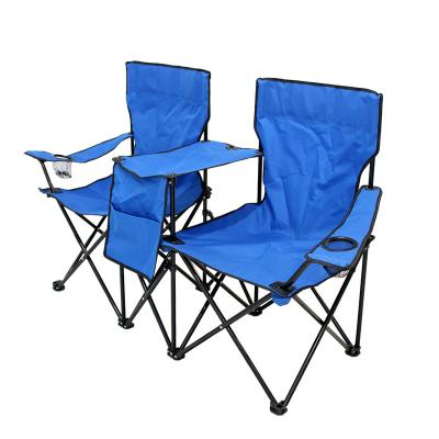 China Hot Selling Portable Folding Sun Protector Double Folding Portable Camping Chair With Umbrella for sale