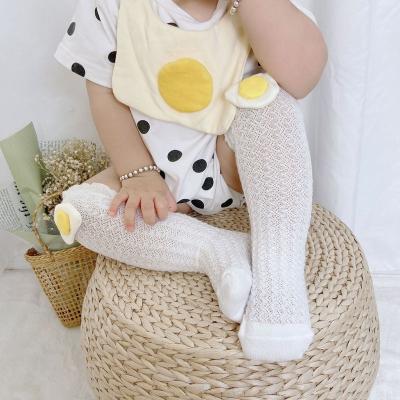 China Summer Breathable Hot Selling Cute 3D Ice Cream Cartoon Doll Baby Bangs Breathable Thin Cotton Over The Knee Ruffle Baby Stockings for sale