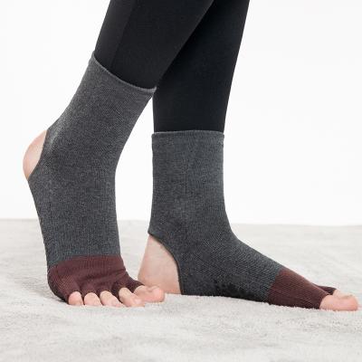 China Wholesale Breathable Anti-skid Open Toe Grip Pilates Soft Ankle Knitted Yoga Socks 5 for sale