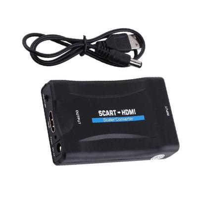 China Home Entertainment 1080P 21pin scart to hdmi converter audio upscale scart to hdmi adapter for hdtv pc for sale