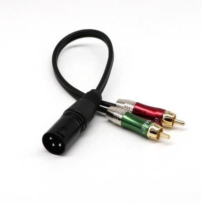 China Cheap Microphone XLR Male To 2 x Phono RCA Y Plug Adapter Splitter Patch Cable 1 XLR Male 3 Pin To Dual RCA Male Plug Stereo Audio Cable for sale