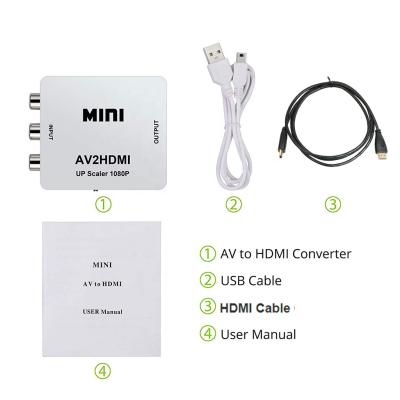 China cheap high quality universal converter for analog composite input to HDMI 1080p (60HZ) output AV2 to HDMI converter DJ-96072 for sale