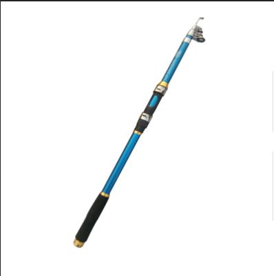 China OEM Fiberglass 2.1m 5 Sections Fiberglass Sea Fishing Rod Blue Black Spinning Telescopic Fishing Rod Pole For Saltwater for sale