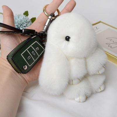 China Cute Toy Girls Bag Car Key Pendant Plush Dolls Bunny Keychain Women Fur Pom Pom Angel Rabbit Key Ring FUR Plush Toy Hare for sale