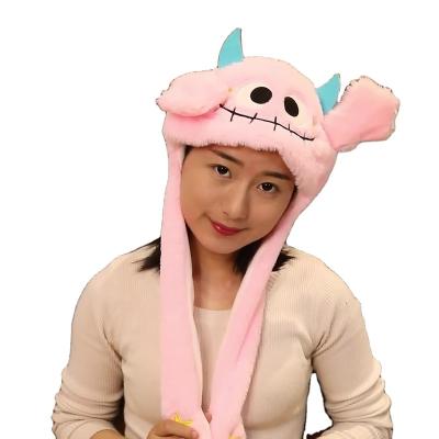 China New Fashion Trendy Pink Ear Hat Rabbit Movable Design With Halloween Pumpkin Year Cute Porcelain Plush Hats Rabbit Ear Gift Wholesale for sale