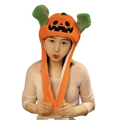 China New Fashion Trendy Pink Ear Hat Rabbit Movable Design With Halloween Pumpkin Year Cute Porcelain Plush Hats Rabbit Ear Gift Wholesale for sale