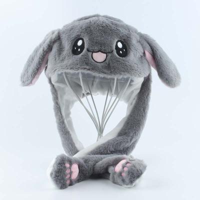 China Cute Moving Rabbit COMMON Hat Ears Cartoon Toy Kawaii Funny Birthday Gift Bunny Plush Cap Winter Hat For Kids Adult Friend for sale