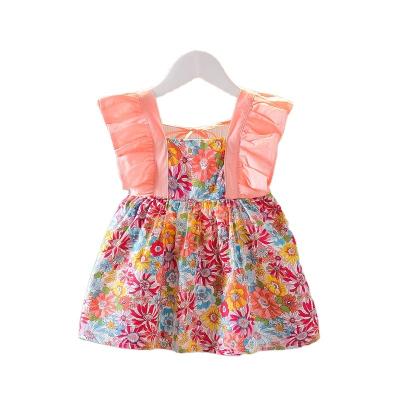 China Anti-wrinkle Summer Toddler Girl Clothes Set Baby Beach Dresses Newborn Princess Cute Sleeveless Plaid Cotton Bow Dress+Sunhat for sale