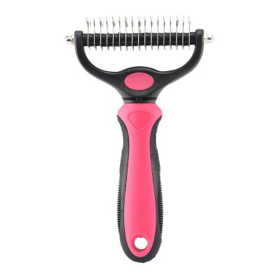 China Pet Grooming Supply Tools Dog Cat Hair Trimmer Comb Double Pointed Side Stocked Stainless Steel Blades With TPR Non-Slip Handle for sale