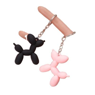 China 3D Cartoon Cute Balloon Rubber Dog Key Chain For Car Soft Rubber Bag Kawaii Key Chain Men Women PVC Keychain Gift Pendant Accessories for sale