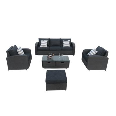 China Modern Style Modern Outdoor Rattan Sofa Garden Furniture Rattan Sofa Set for sale