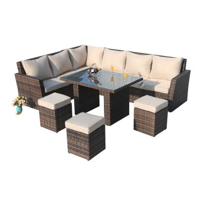 China Modern Luxury Patio Furniture Outdoor Rattan Garden Sofa and Table Sets Rattan Garden Sofa for sale