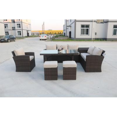 China Modern Rattan Sofa Dining Set Outdoor Sofa Garden Rattan Furniture Rattan Sofa Set for sale