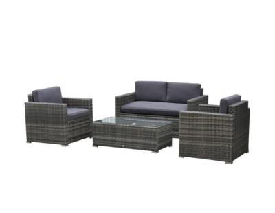 China Modern Hot Sale Outdoor Wicker Patio Sofa Set 4 Pieces With Cushions And Coffee Table for sale