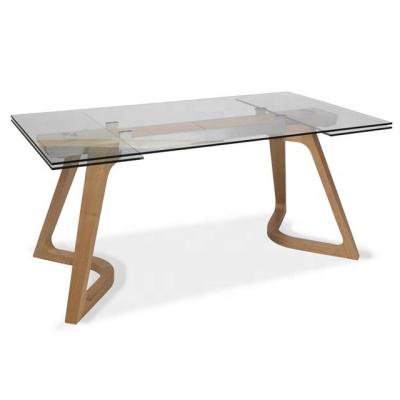 China Modern extendable dining table up to 260 cm extendable made of glass for sale