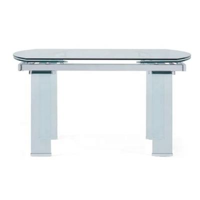 China Modern expandable dining table with toughened clear glass table top and clear glass base for sale