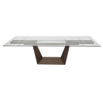 China Extendable Modern Glass Dining Table for sale