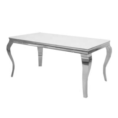 China Modern Square Louis Glass Dining Table With Stainless Steel Legs for sale