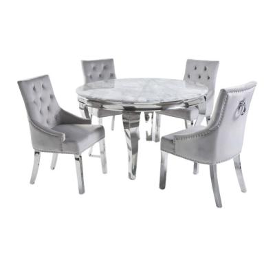 China MODERN ROUND LOUIS MARBLE TOP DINING TABLE WITH STAINLESS STEEL LEGS for sale