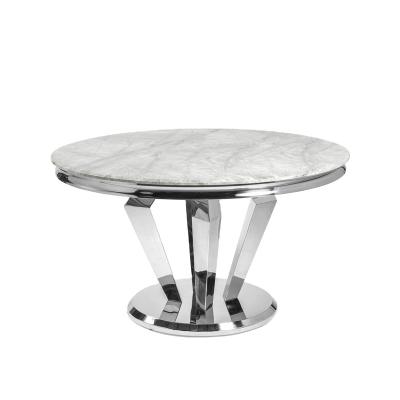 China 130cm Modern Gray Round Marble Dining Table for sale