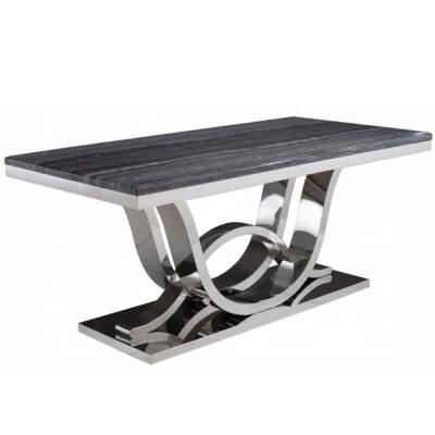 China Modern Gray And Chrome Dining Table for sale