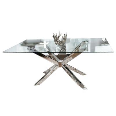 China Modern Debonair Glass and Chrome Dining Table for sale