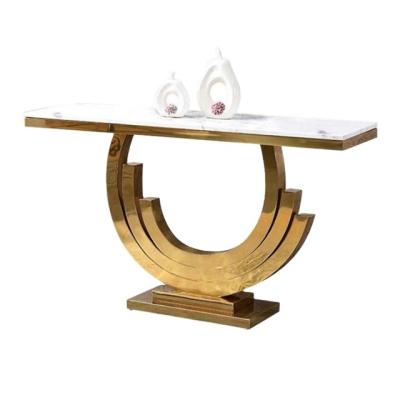 China Table marble rectangle STAINLESS STEEL console table stainless steel in Rose Gold for sale