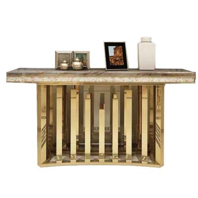 China Table marble rectangle STAINLESS STEEL console table stainless steel in Rose Gold for sale