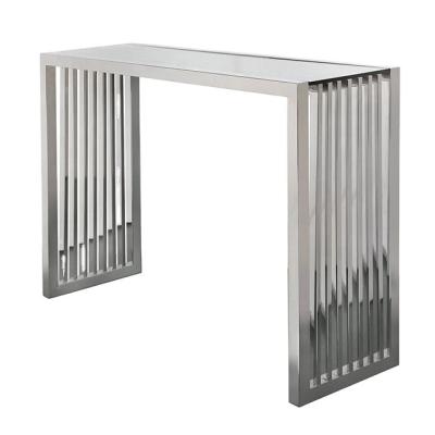 China STAINLESS STEEL Glass Top Stainless Steel Kitchen Console Tables Home Decor Furniture for sale