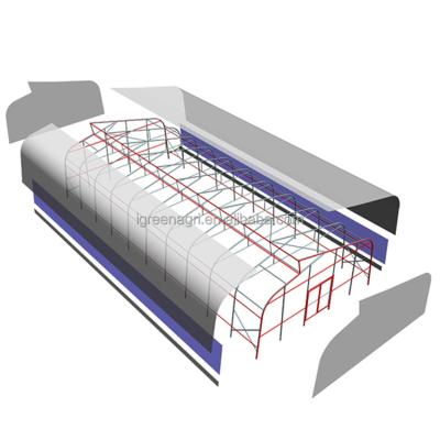 China Invernadero completo con película de plástico agrícola y 275 gramos de tubo de acero recubierto de zinc en venta