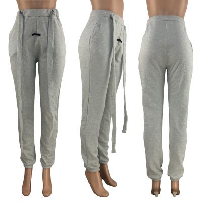 China Anti-wrinkle autumn and winter solid color drawstring joggers long pants printed women sweatpants for sale