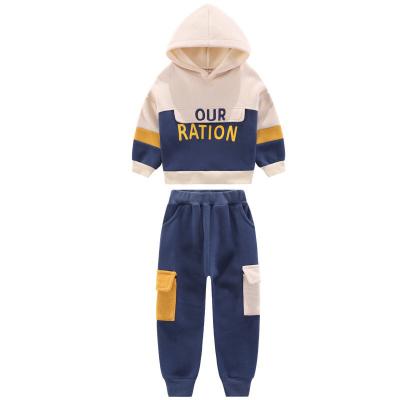 China Casual Winter Customized Baby Boy Outfits Two Piece Hoodie Kids Set Casual Kid Clothing Long Sleeve Bag Cotton Fedex OEM DHL for sale