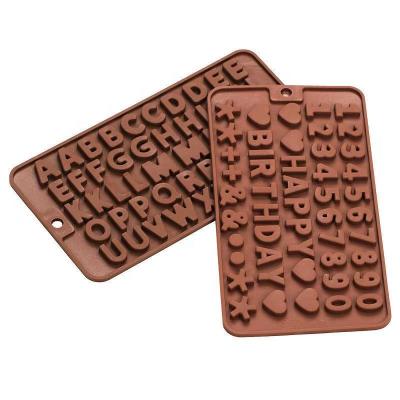 China Sustainable Non-Stick Number Letter Chocolate Baking Molds Alphabet Number Silicone Candy Chocolate Molds for sale