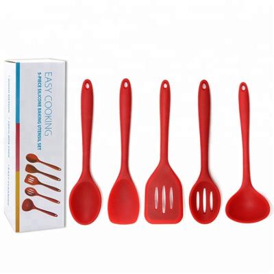 China Sustainable 5 Kitchen Utensil Set Set Heat Resistant Kitchen Tools Silicone Cookware Set for sale