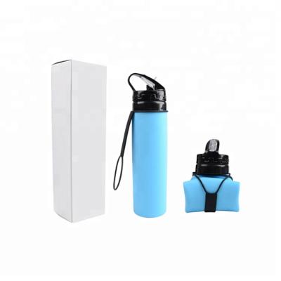 China Large Capacity 600ml Leak Proof Sustainable Silicone Collapsible Sports Water Bottle for sale