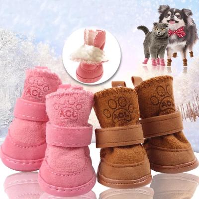 China Stocked Warm Winter Pet Shoes For Dog Non-slip Cat Snow Boots Chihuahua Shih Tzu Small Dogs Shoes Mascotas Zapatos Perro for sale