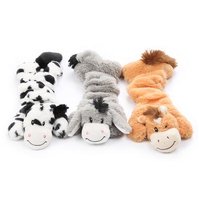 China Stocked Dog Toys Involved Supplies New Pet Squeaker Wolf Rabbit Animal Donkey Cow Cute Plush Chew Squeaky Whistler Entertainment Supplies for sale