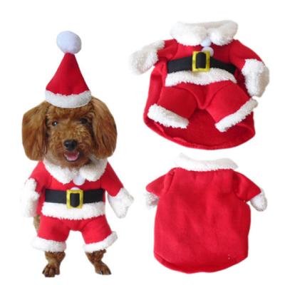 China Christmas Stocked Dog Clothes Pet Cat Coat Jacket Dog Suit Santa Claus Dog Costume Winter Puppy With Warm Clothing for sale