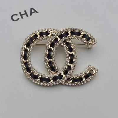 China Luxury Designer Inspired Environmentally Friendly Fashion Brooch Brand Temperament C Letter Zircon Brooch For Women for sale