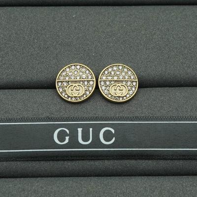 China New Exaggerated Brand Fashion Letter Female Luxury Jewelry Double G Stud Earrings TRENDY Rhinestoneround Earrings for sale