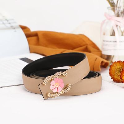 China Viable Ladies Belt Fashion Casual Luxury Jeans Belt C Brand Double Buckle Genuine Leather Belt for sale