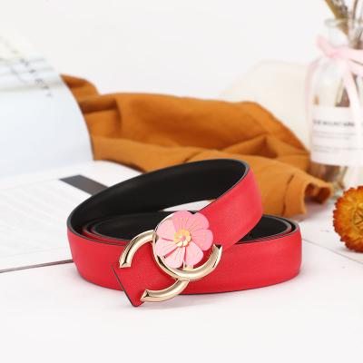 China Famous Gold Color Comfortable Women Belts Brand C Letter Cowhide Leather Belt Alloy Double Buckle Luxury Designer Belts for sale